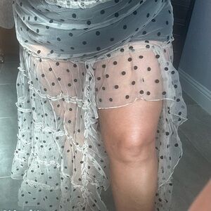 Chic High-Low Sheer Polka Dot Skirt Ensemble EUC Sz XL